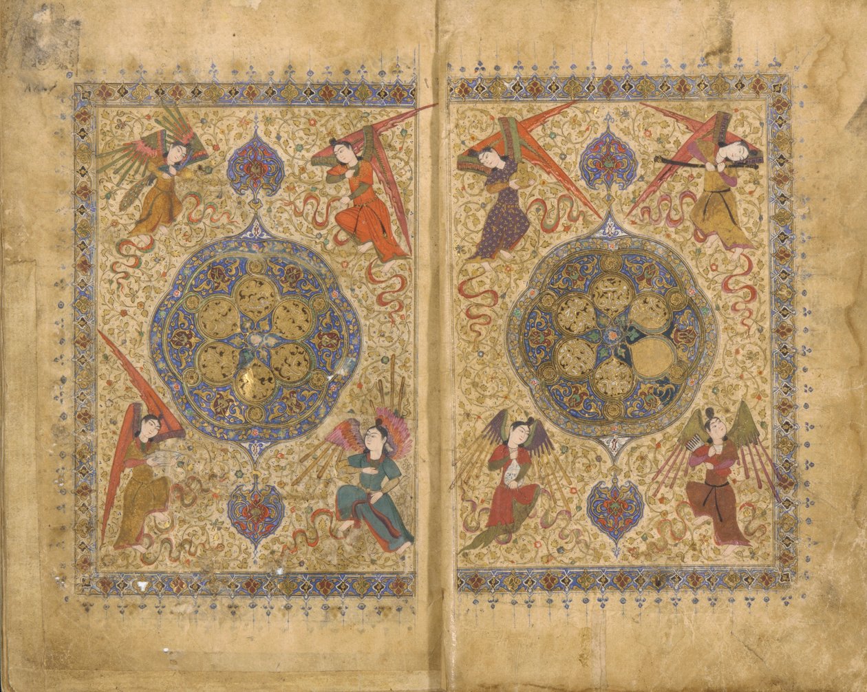 Khamsa (kvintett) av Khwaju Kirmani, Shiraz, Iran, Timuridperioden, 1437-38 (ogenomskinlig akvarell, bläck och guld på papper) av Persian School
