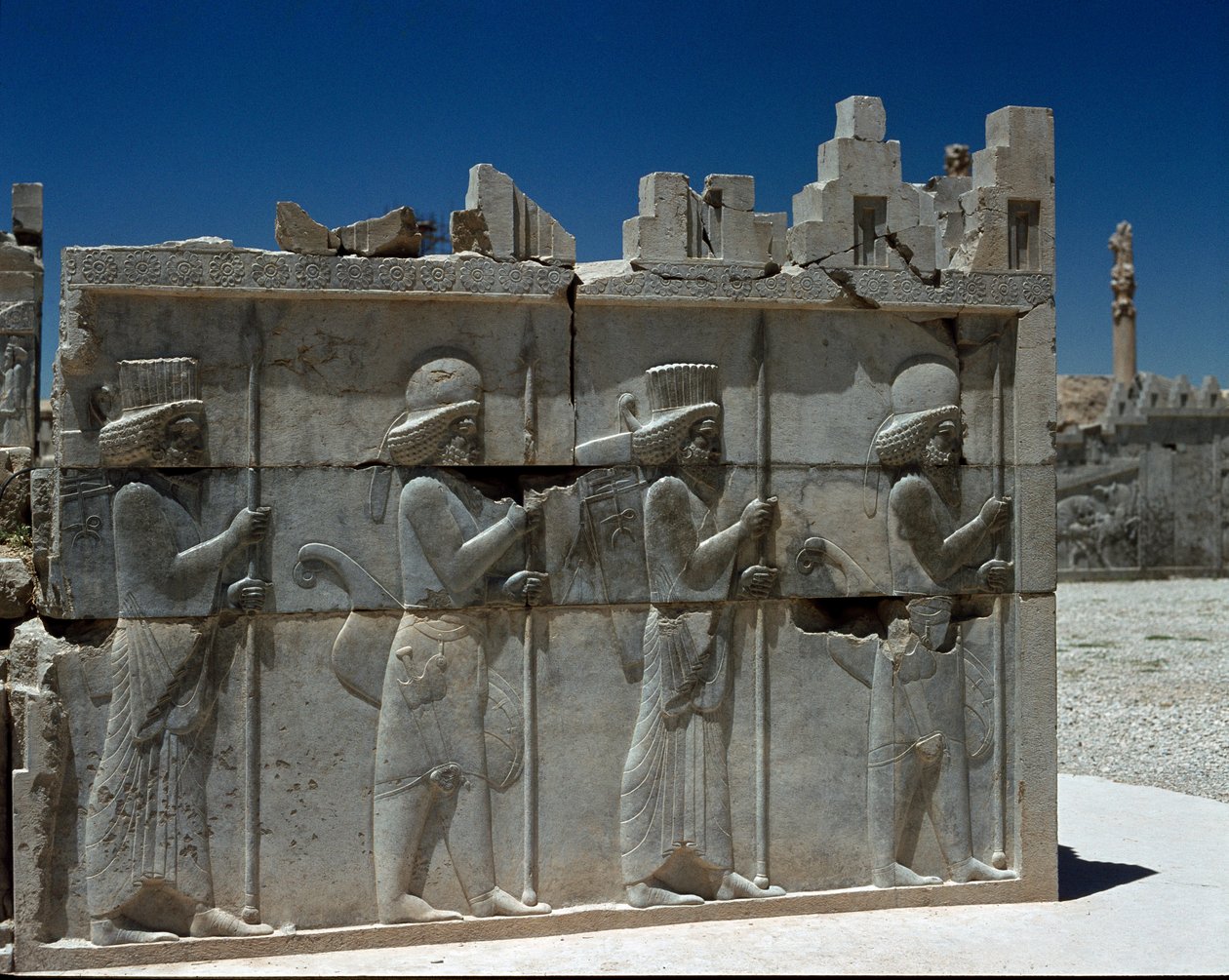 Mede Guards. Reliefer av den östra trappan i Apadana, 600-talet f.Kr av Persian School