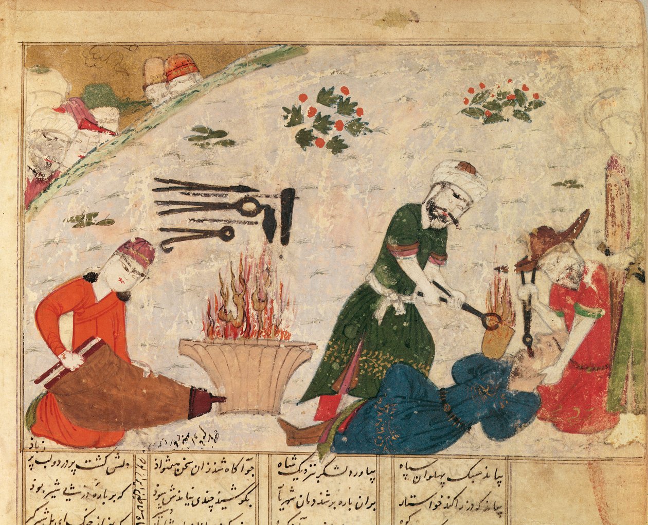 Ms Supp Pers 493 fol.363v Tortyr av en av Haftvads vakter, från Shahnama (Kungarnas bok) av Abul-Qasim Manur Firdawsi (c.934-c.1020) av Persian School