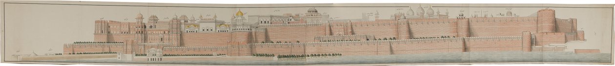 Panorama över fortet Agra av Persian School