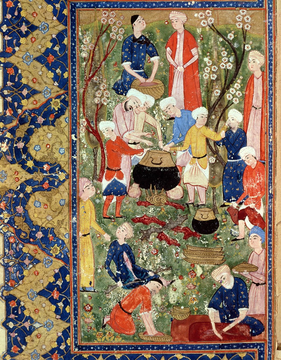 Förbereder en måltid, illustration från en episk dikt av Hafiz Shirazi, Safavid av Persian School