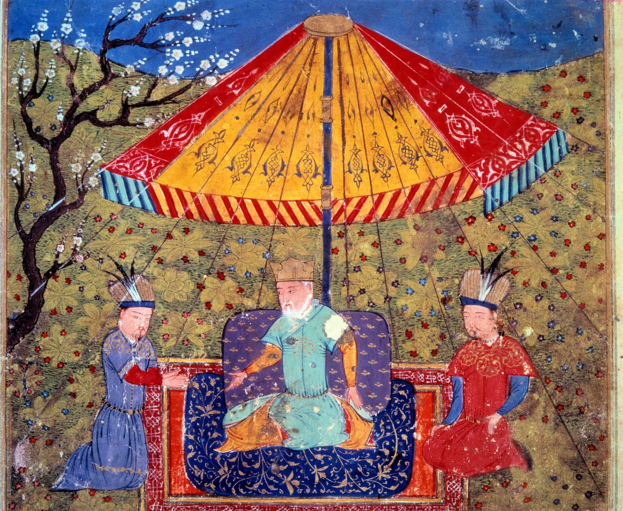 Representation av den mongoliska kejsaren Djingis Khan av Persian School
