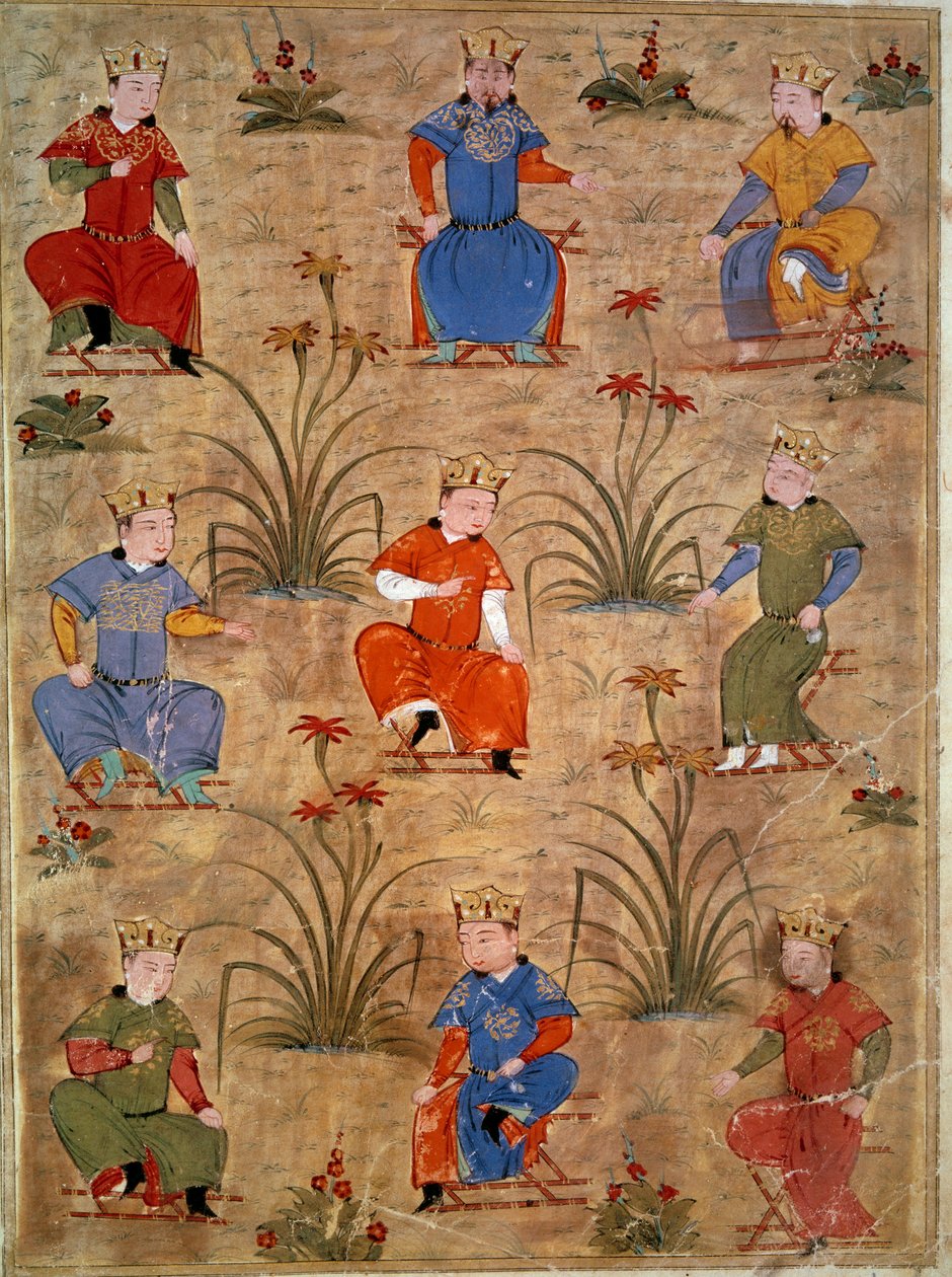 Representation av brorsönerna till Djingis Khan Persisk miniatyr hämtad från "Jami al-tawarikh" (Jami al tawarikh) eller "World History" av historikern Rashid al-din (al din) (1247-1318) Omkring 1430. Paris, B.N. av Persian School