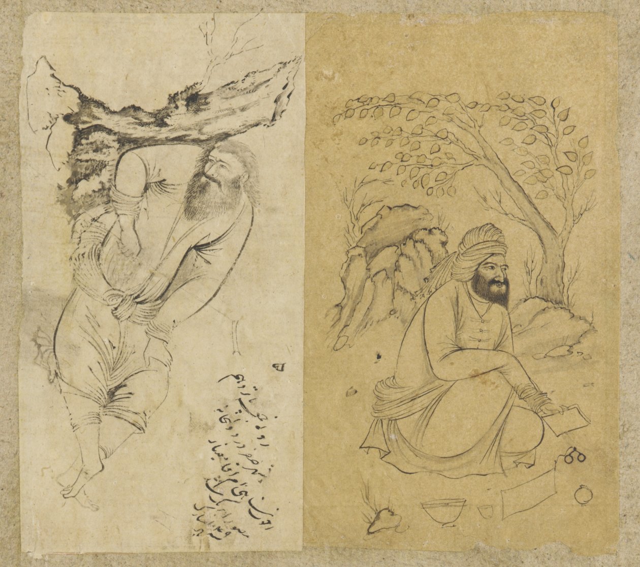 Vilande man, Isfahan, Safaviddynastin, 1639 (bläck på papper) av Persian School