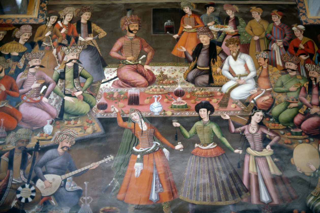 Shah Abbas I Great tar emot Nadr Vali Muhammad Khan från Khanate av Bukhara, mottagningshallen av Persian School