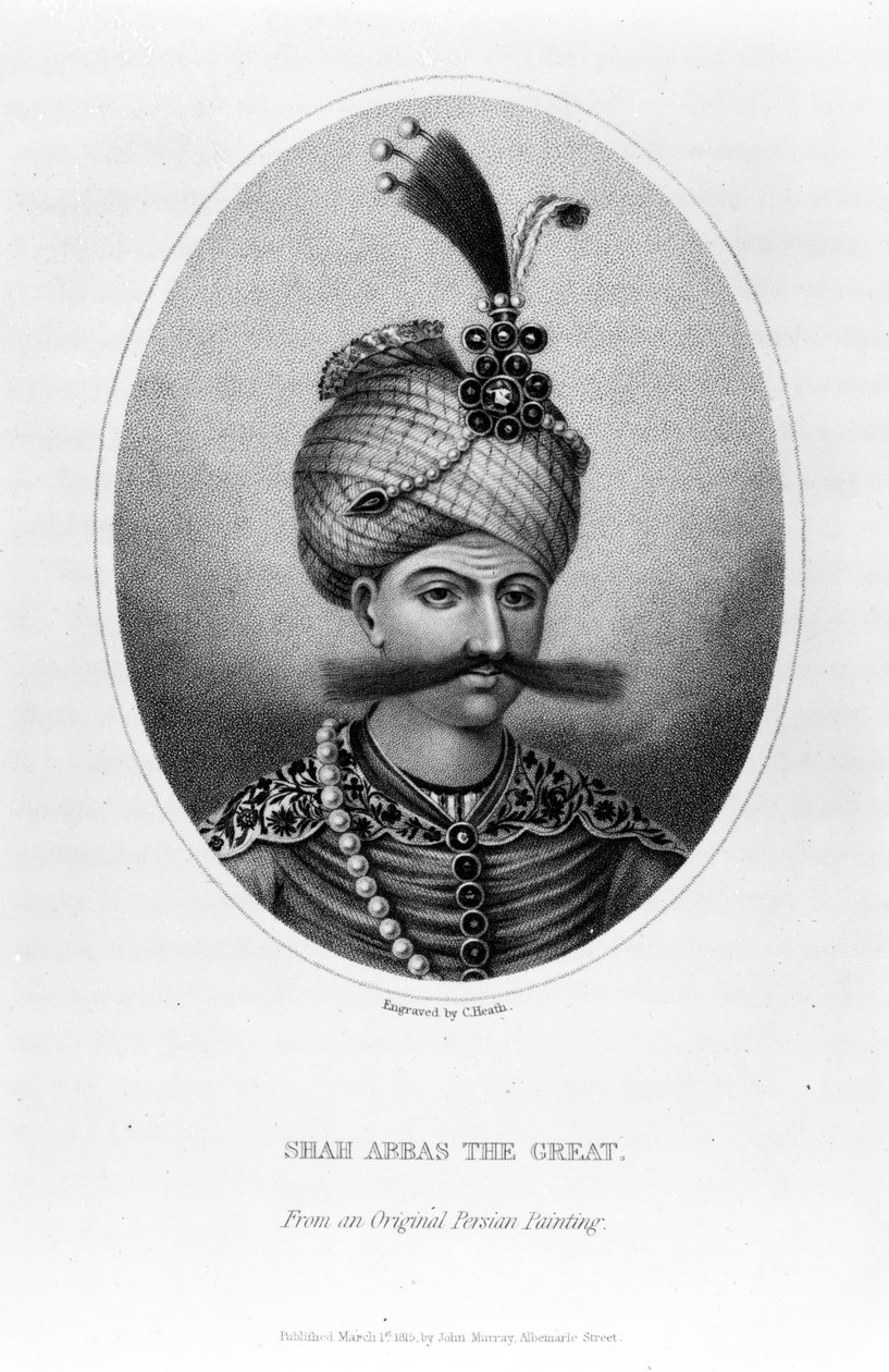 Shah Abbas den store, tryck gjord av C. Heath, 1815 av Persian School