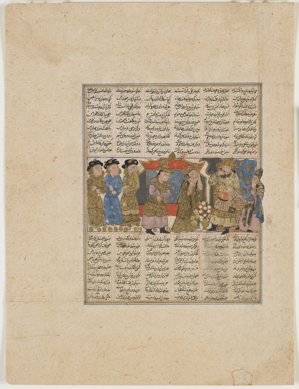 Sudaba anklagar Siyavush, från en Shahnama (Kungarnas bok) av Firdawsi (d.1020) (ogenomskinlig akvarell, bläck, guld och silver på papper) av Persian School