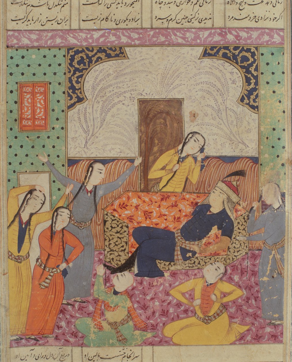 The Lamentation of Farude, illustration från Shahnama (Kungarnas bok) av Abul-Qasim Manur Firdawsi (c.934-c.1020) 1619 av Persian School