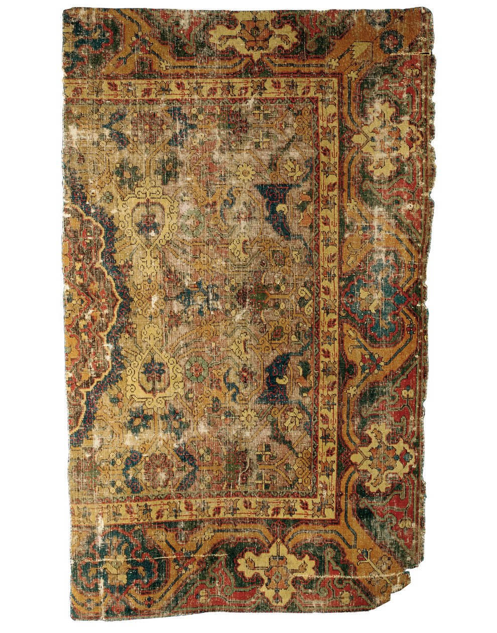 Ovanligt litet Tabriz-medaljongmattafragment, nordvästra Persien, första hälften av 1500-talet av Persian School