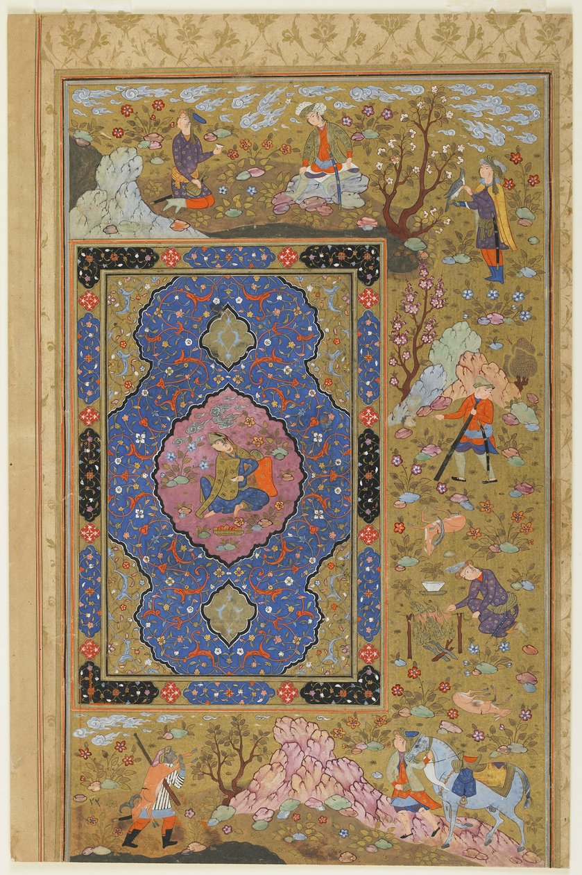 Ung kvinna, ca 1590-1610 (bläck, ogenomskinlig akvarell och guld på papper) av Persian School