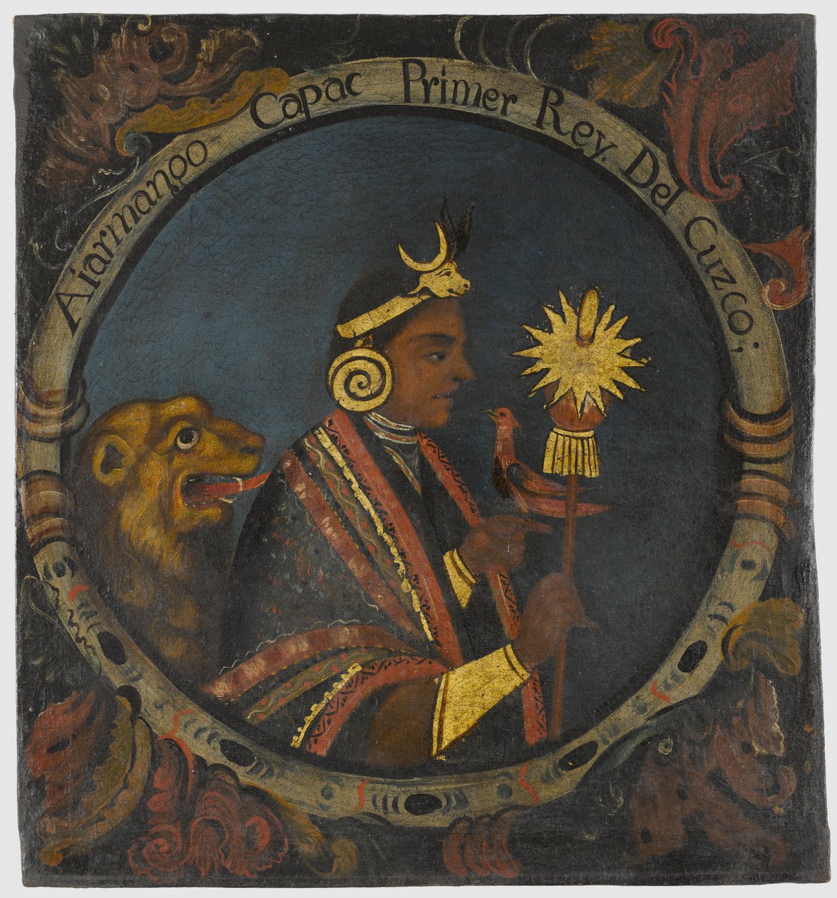Manco Capac, 1:a inkakungen, mitten av 1700-talet av Peruvian School