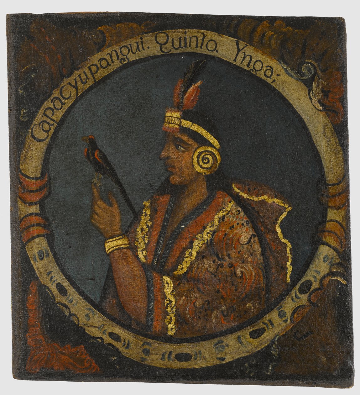 Capac Yupanqui, femte inka-kungen, mitten av 1700-talet av Peruvian School