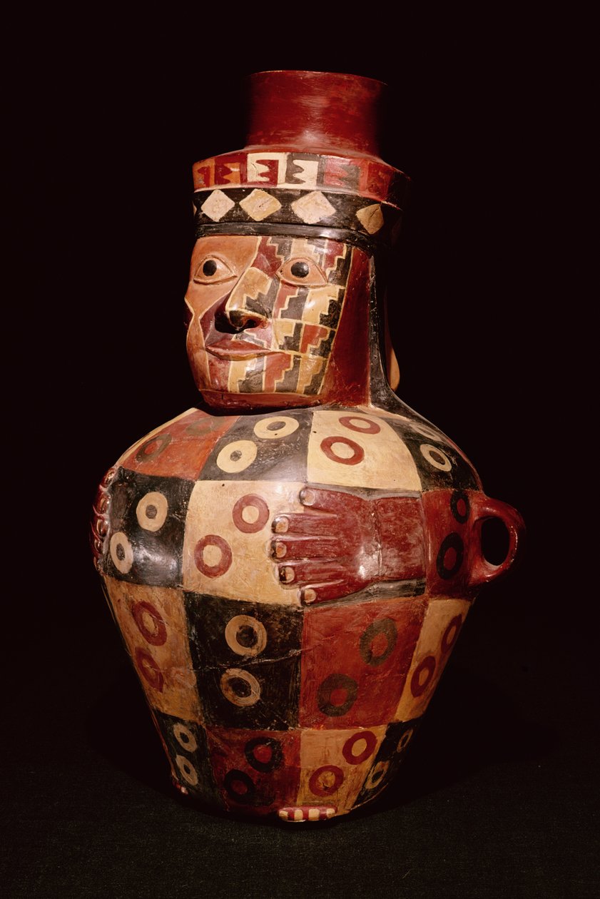 Effigy burk, Coastal Tiahuanaco stil, Fundo Pacheco, Rio Grande de Nazca, Peru (keramik) av Peruvian School