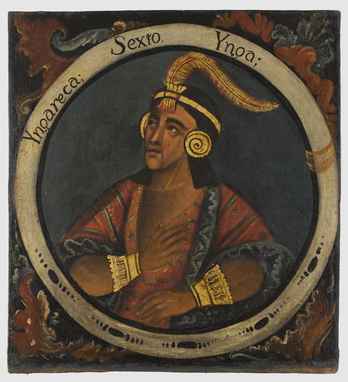 Inca Roca, sjätte inkakungen, mitten av 1700-talet av Peruvian School