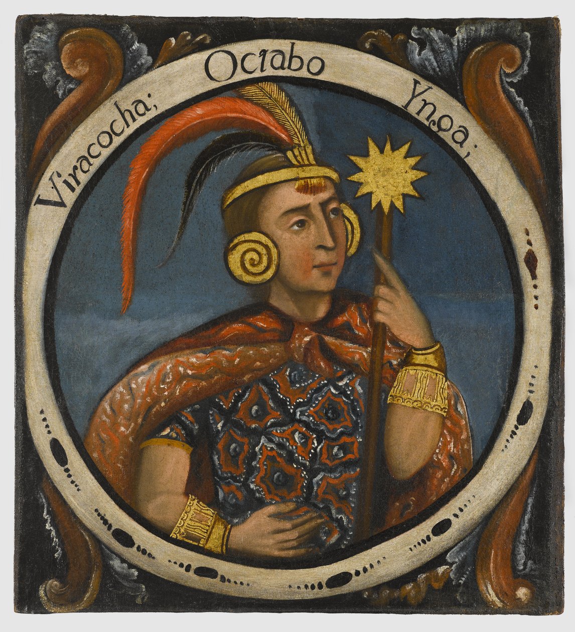 Viracocha, åttonde inka kungar, mitten av 1700-talet av Peruvian School