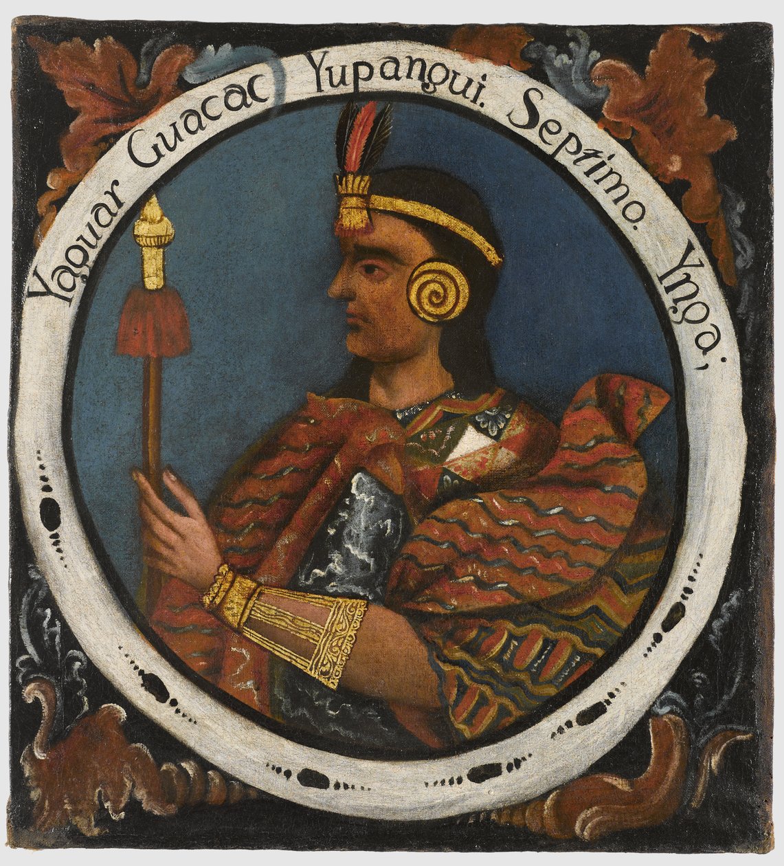 Yahuar Huacac Yupanqui, sjunde inkakungen, mitten av 1700-talet av Peruvian School