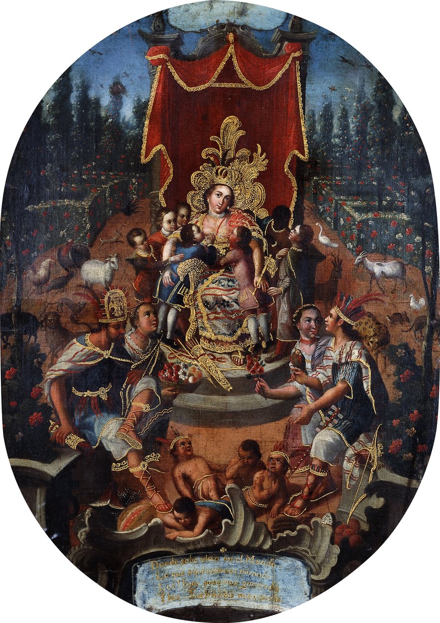 America Nursing Spanish Noble Boys, c.1770 av Peruvian School