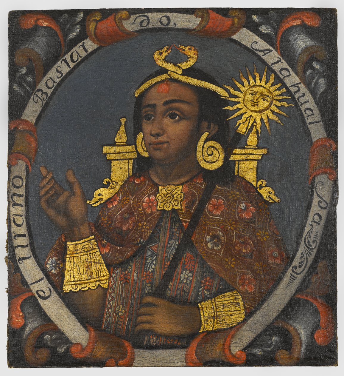 Atahualpa (c.1502-33) 14:e och sista inkakungen, mitten av 1700-talet av Peruvian School
