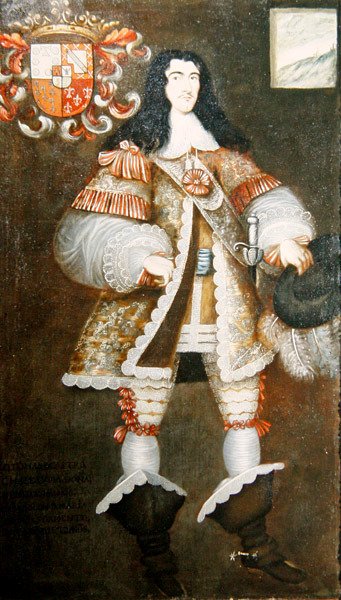 Porträtt av Don Tomas Castro Chaves y Madondoa (olja på duk) av Peruvian School