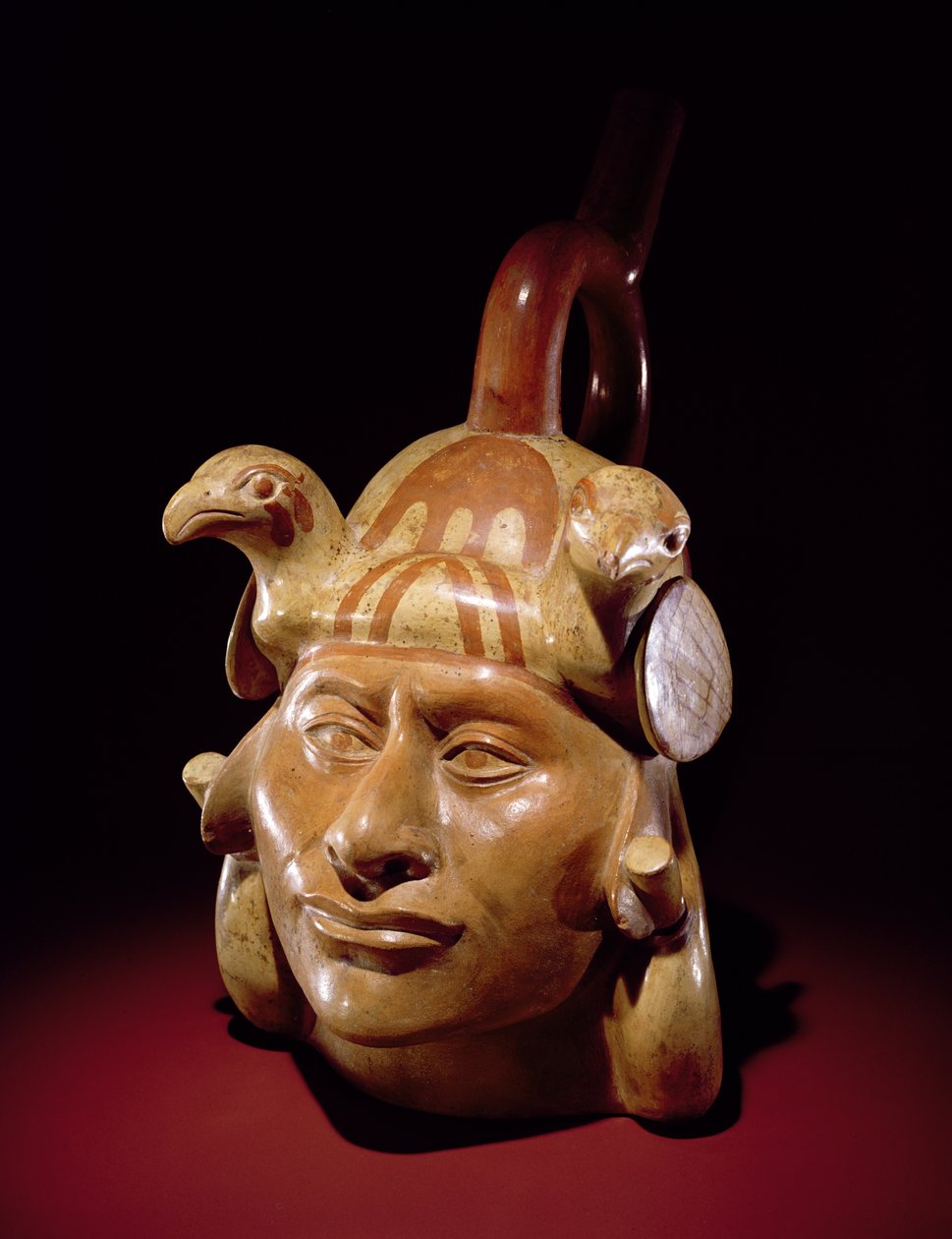 Porträttkärl för keramik, Mochica (lergods och färg) av Peruvian School