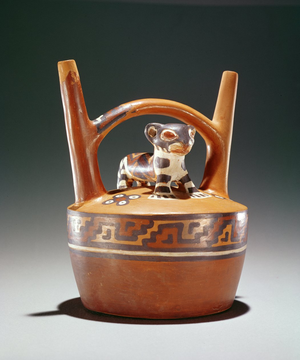 Pottery stigbygel med jaguar, Nazca Culture (keramik) av Peruvian School
