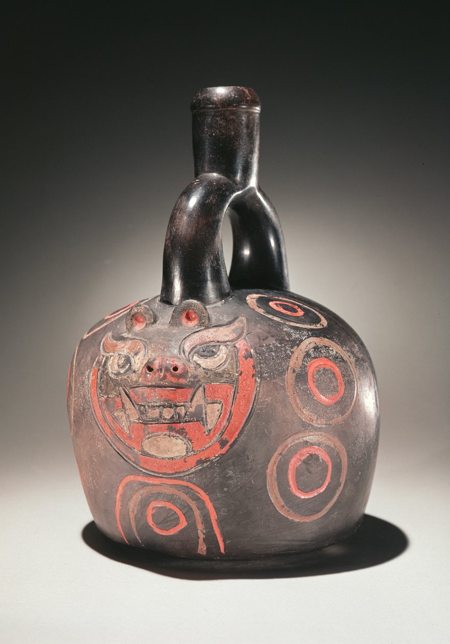 Kärl med puma, Chavin Culture, c.90 f.Kr. (keramik) av Peruvian School
