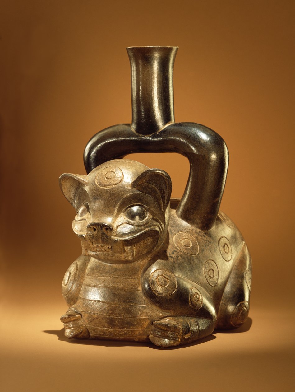 Kärl med puma, Chavin Culture, c.90 f.Kr. (keramik) av Peruvian School