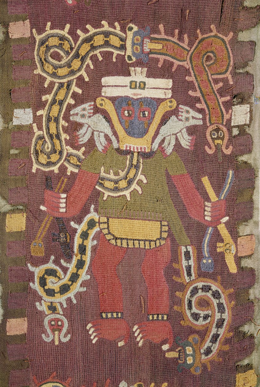 Mytologisk figur i ylle, Paracas-stammen (textil) av Peruvian School