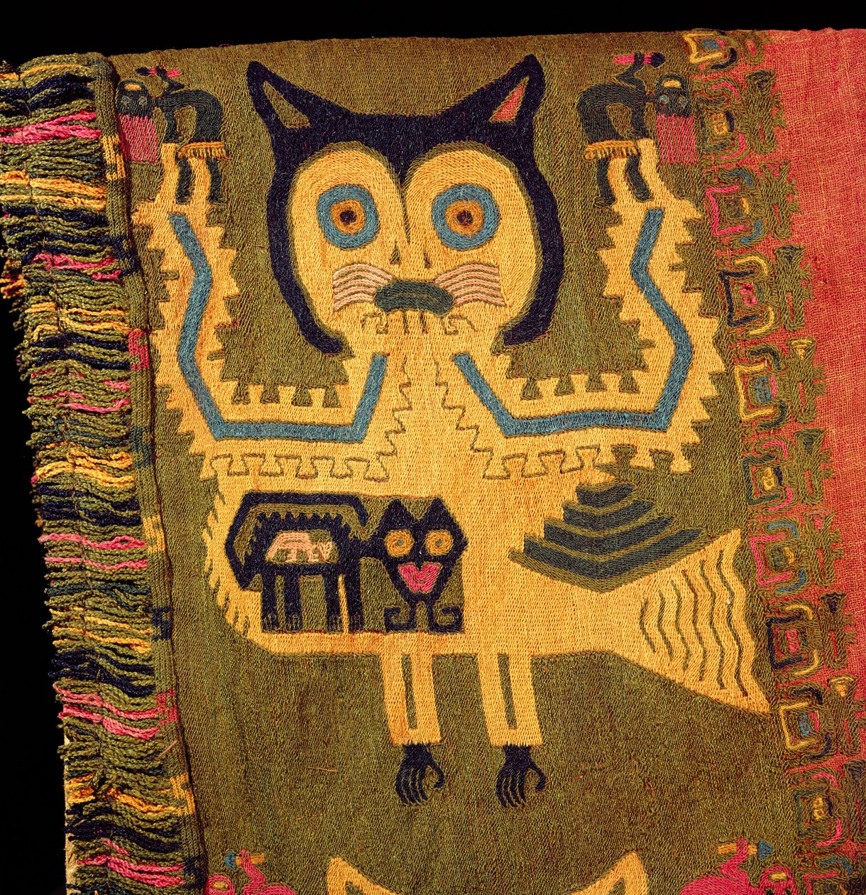 Ullfigur av en jaguar, Paracas Culture, c.1500 f.Kr. (textil) av Peruvian School