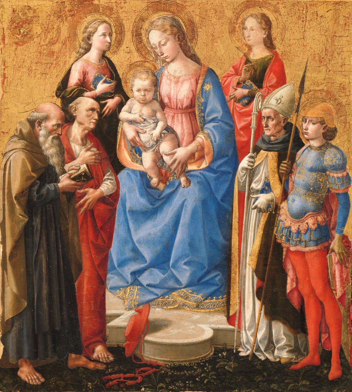 Madonna och barn med sex heliga, sent 1440-tal. av Pesello Peselli