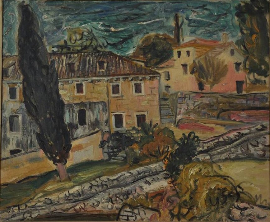 Landscape with Cypresses, Dalmatia  av Petar Dobrovic