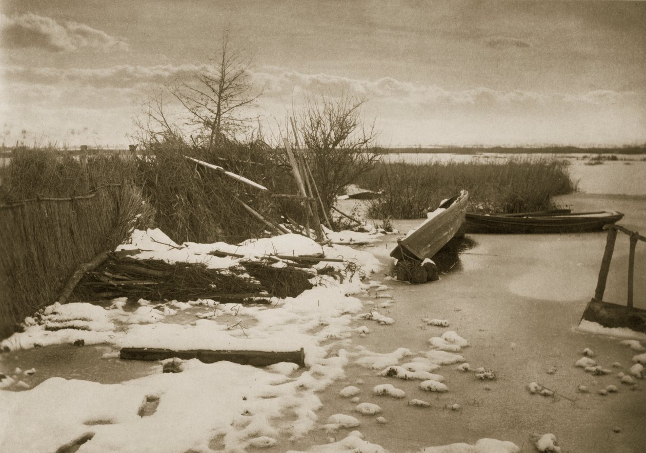 Den första frosten, livet och landskapet på Norfolk Broads, c.1886 av Peter Emerson und Thomas Goodall