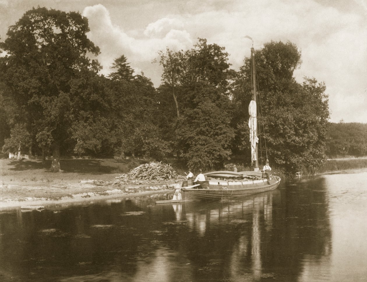 Floden Bune vid Coltshall, liv och landskap på Norfolk Broads, ca 1886 av Peter Emerson und Thomas Goodall