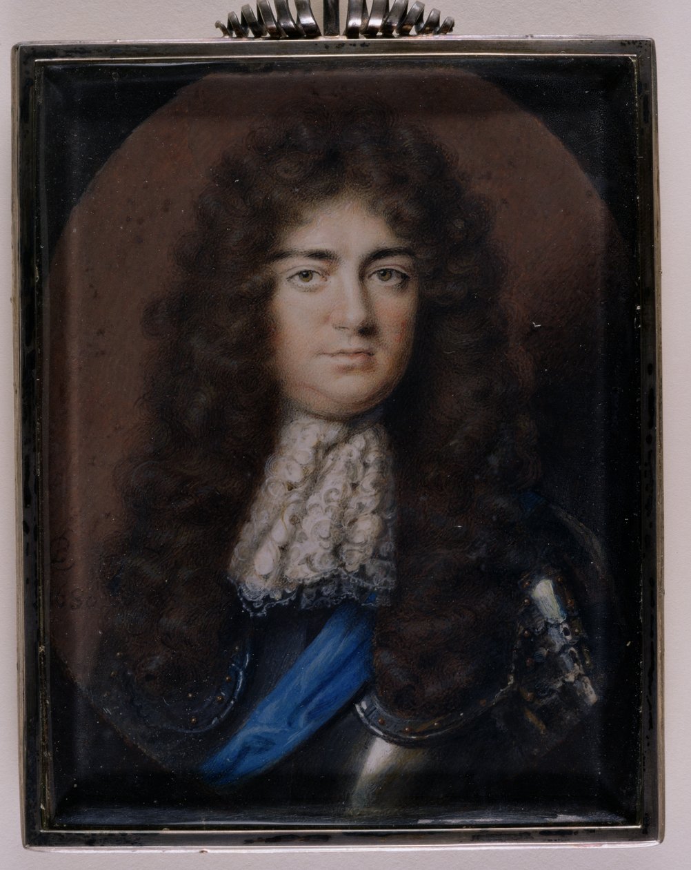 Porträttminiat av Christopher Monck, andra hertigen av Albemarle (1653-88) 1680 (wc på pergament) av Peter Cross