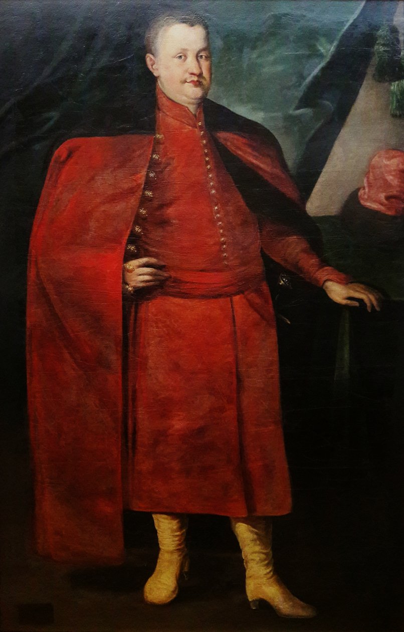 Porträtt av Władysław Dominik Zasławski-Ostrogski i polsk kostym. av Peter Danckerts de Rij