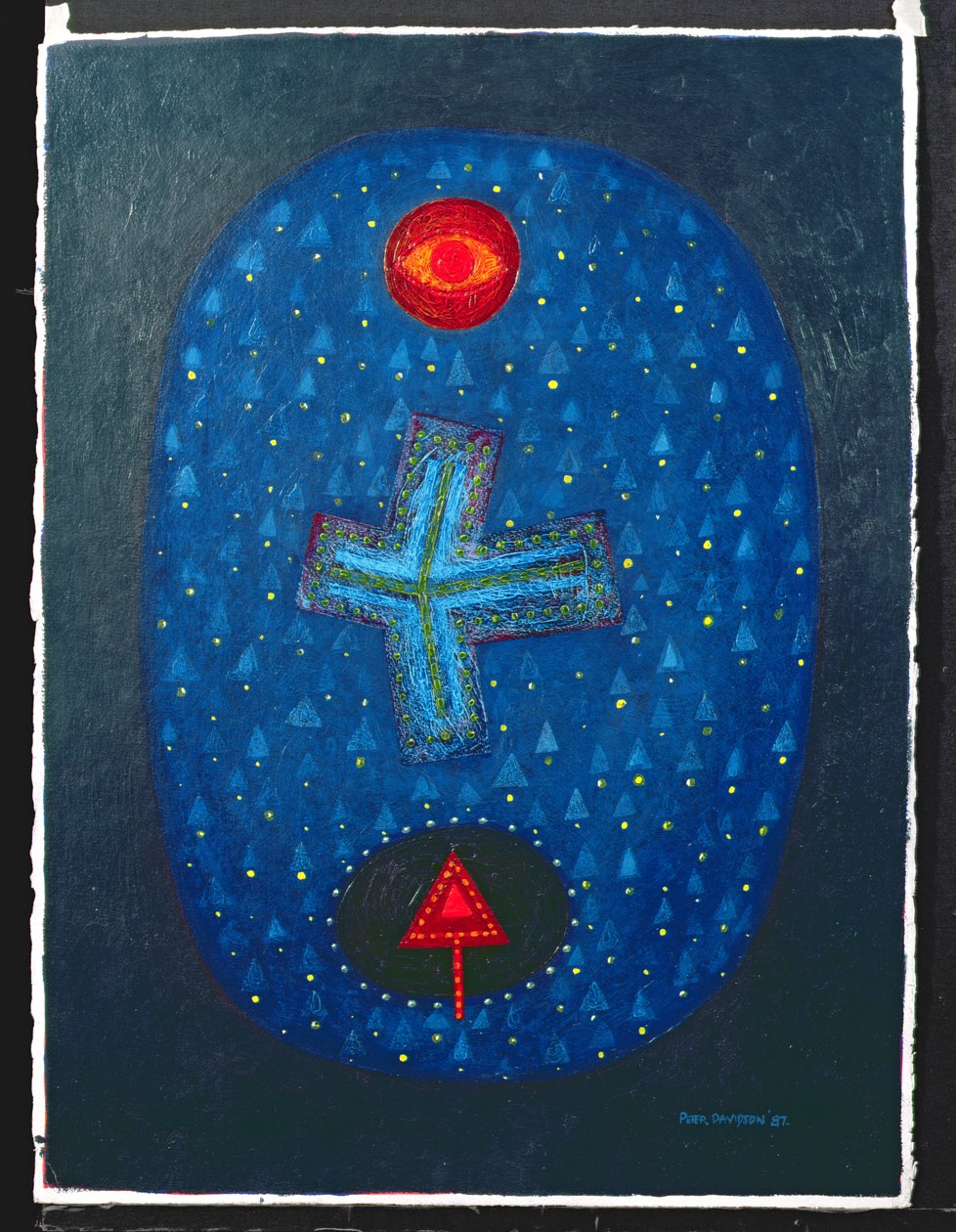 Forms in an Oval, 1987 (akryl på papper) av Peter Davidson