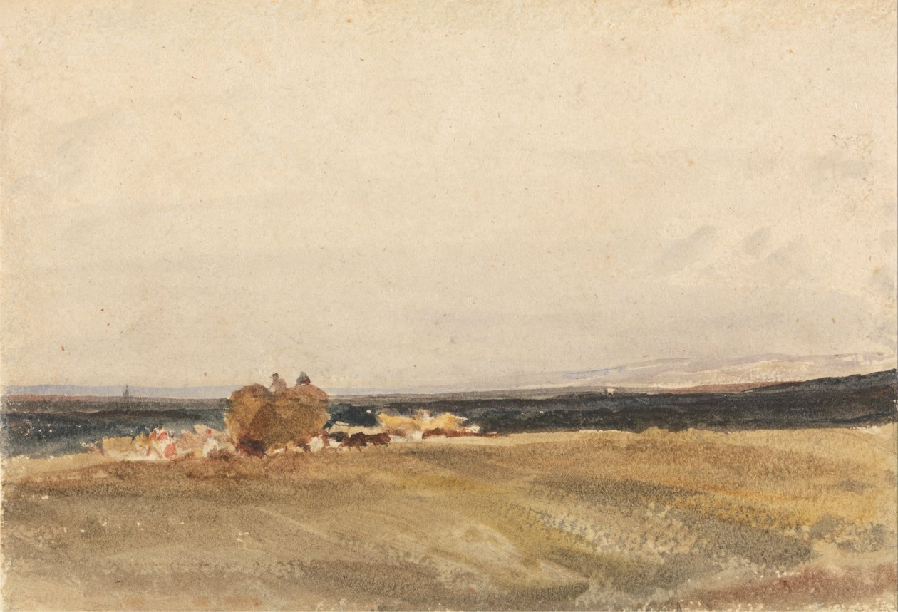 A Haywagon in an Open Landscape av Peter de Wint