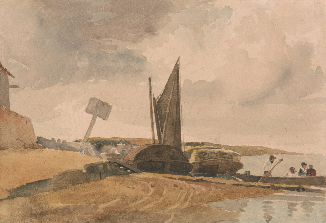 Low Tide, boat landing av Peter de Wint