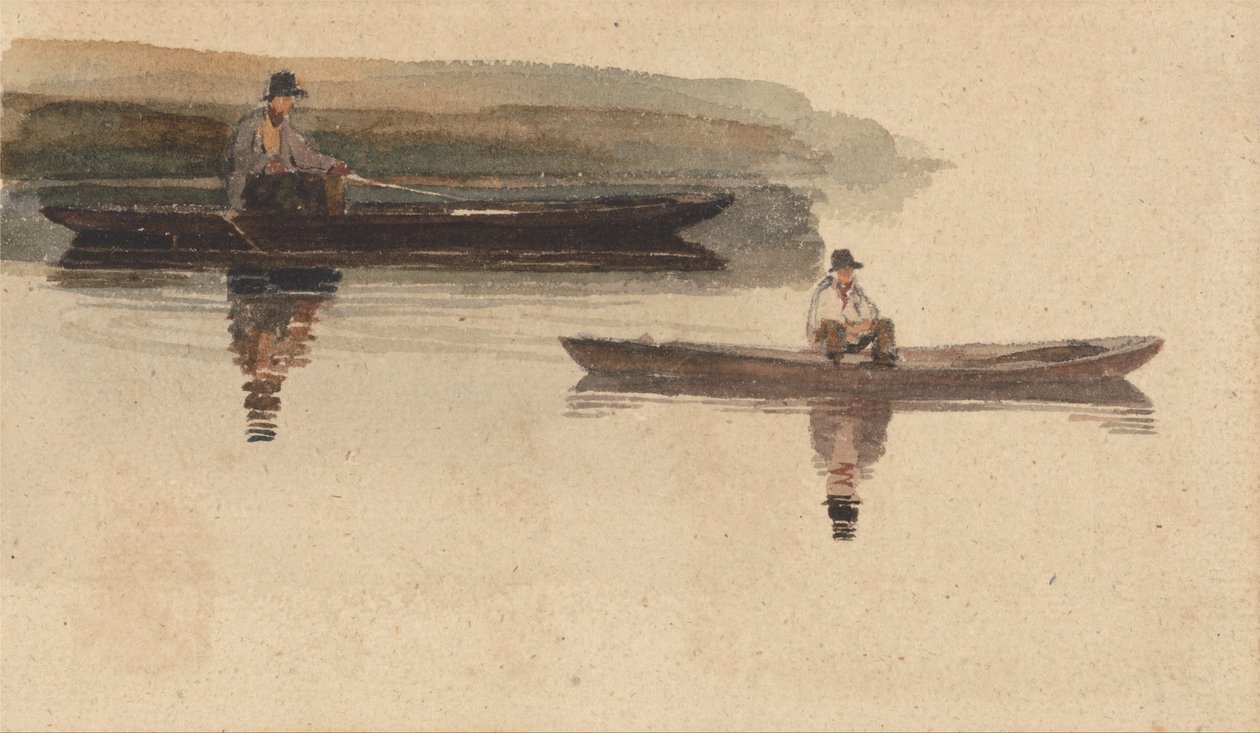 Two Men in Punts av Peter de Wint