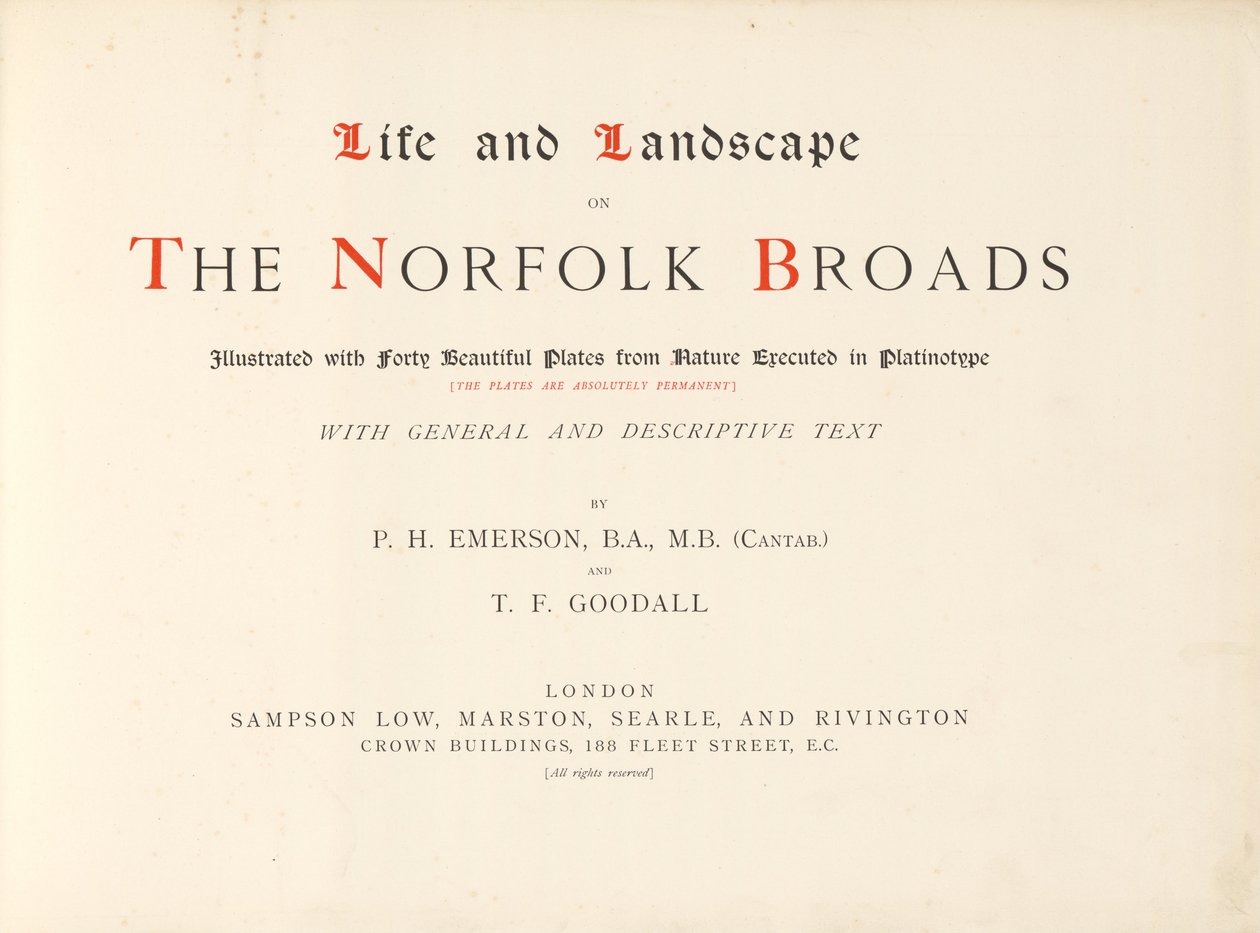 Liv och landskap på Norfolk Broads. Illustrerad med fyrtio vackra tallrikar från Nature Execut ... av Peter Henry Emerson