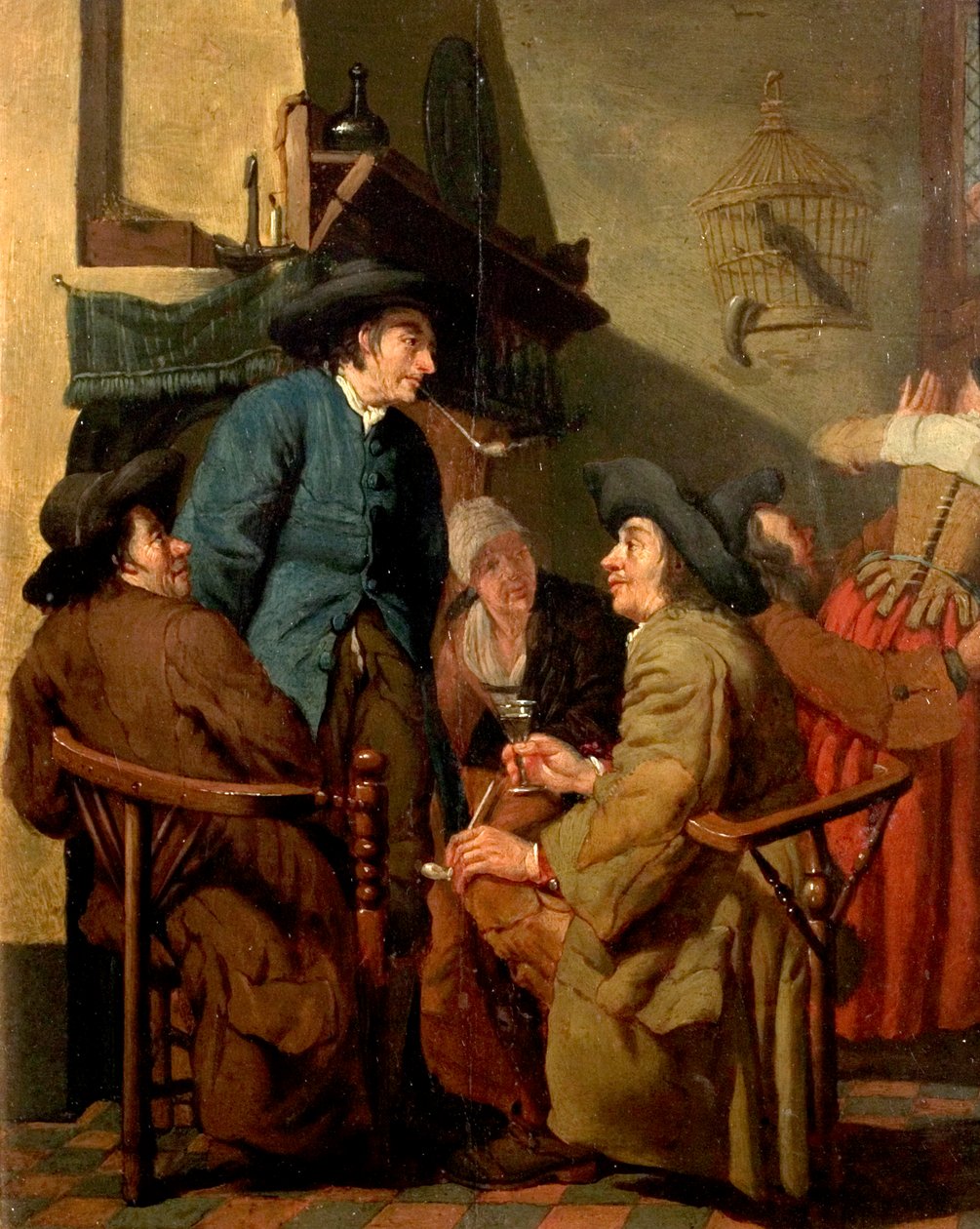 Interiör, figurer Rökning av Peter Jacob Horemans
