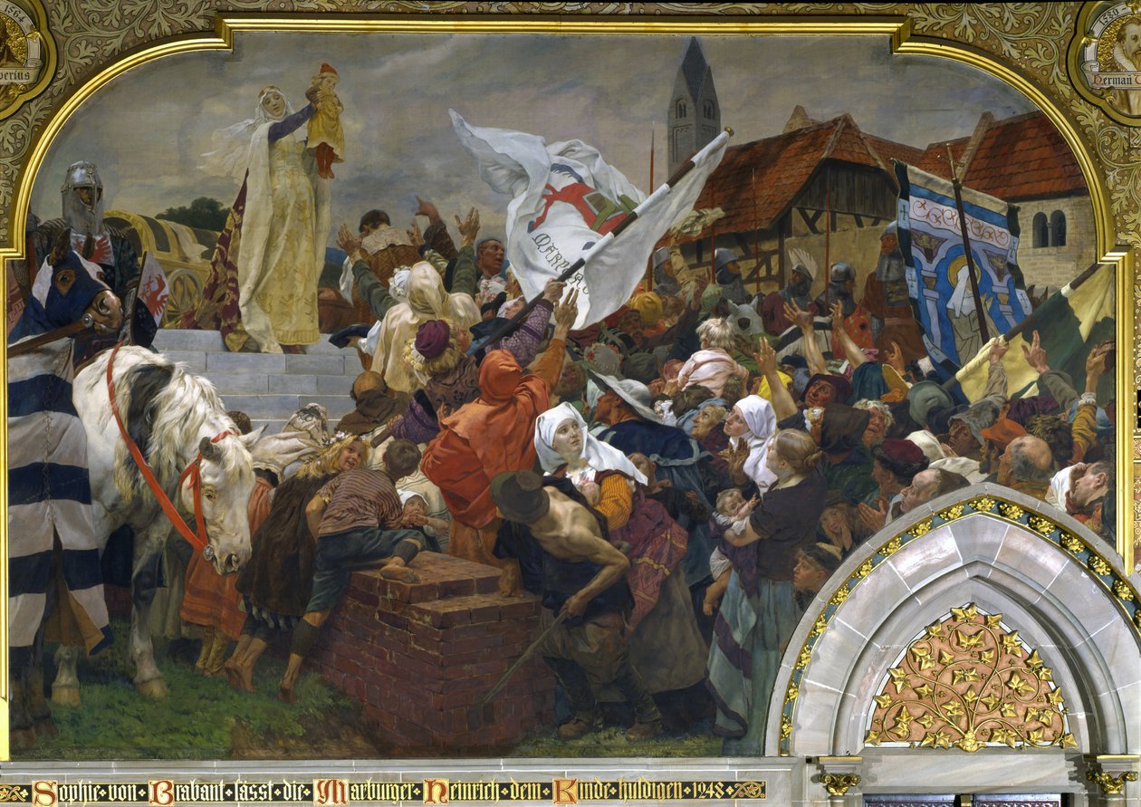 Sophie av Brabant presenterar Henrik Barnet för folket i Marburg 1248, 1903 av Peter Johann Theodor Janssen