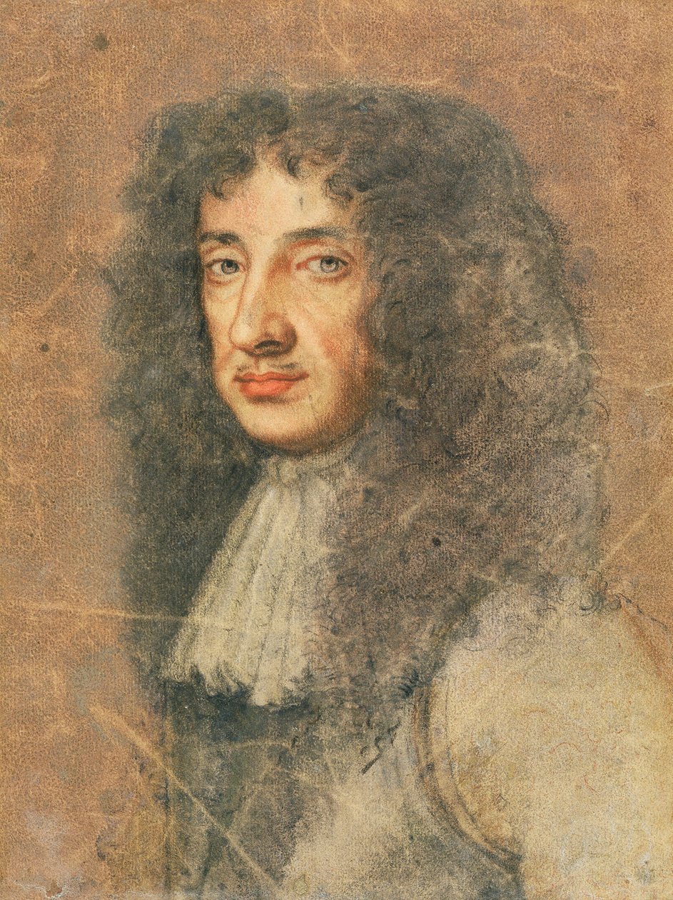 Charles II, c.1675 (farvet kridt på papir) swed av Peter Lely