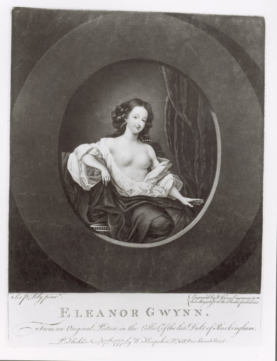 Eleanor (Nell) Gwynne (1650-87) graveret af Valentine Green (1739-1813) 1777 sverige av Peter Lely