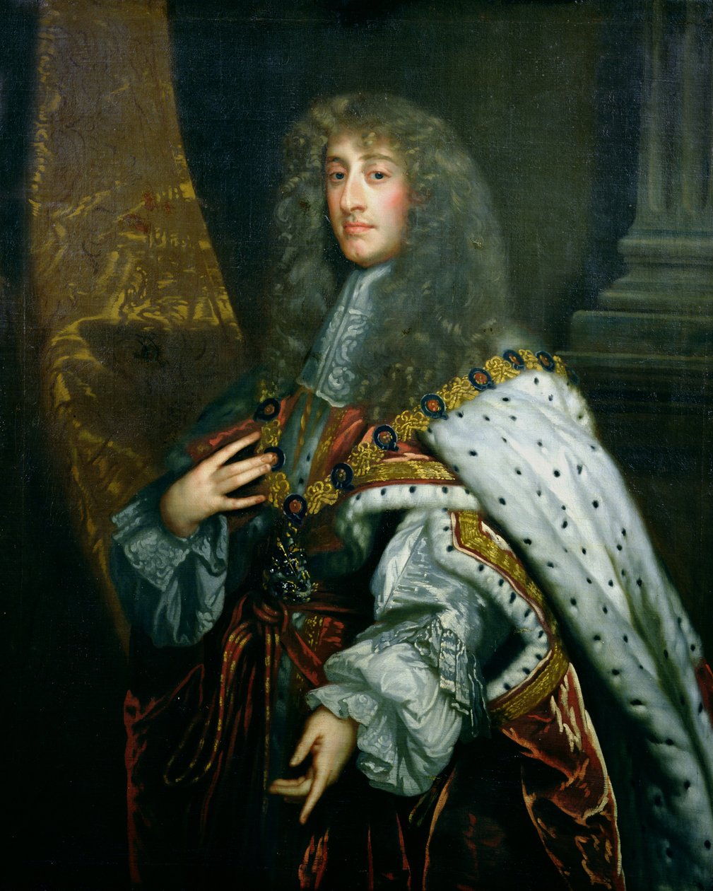 Porträtt av James II (1633-1701) i strumpebandsrockar av Peter Lely