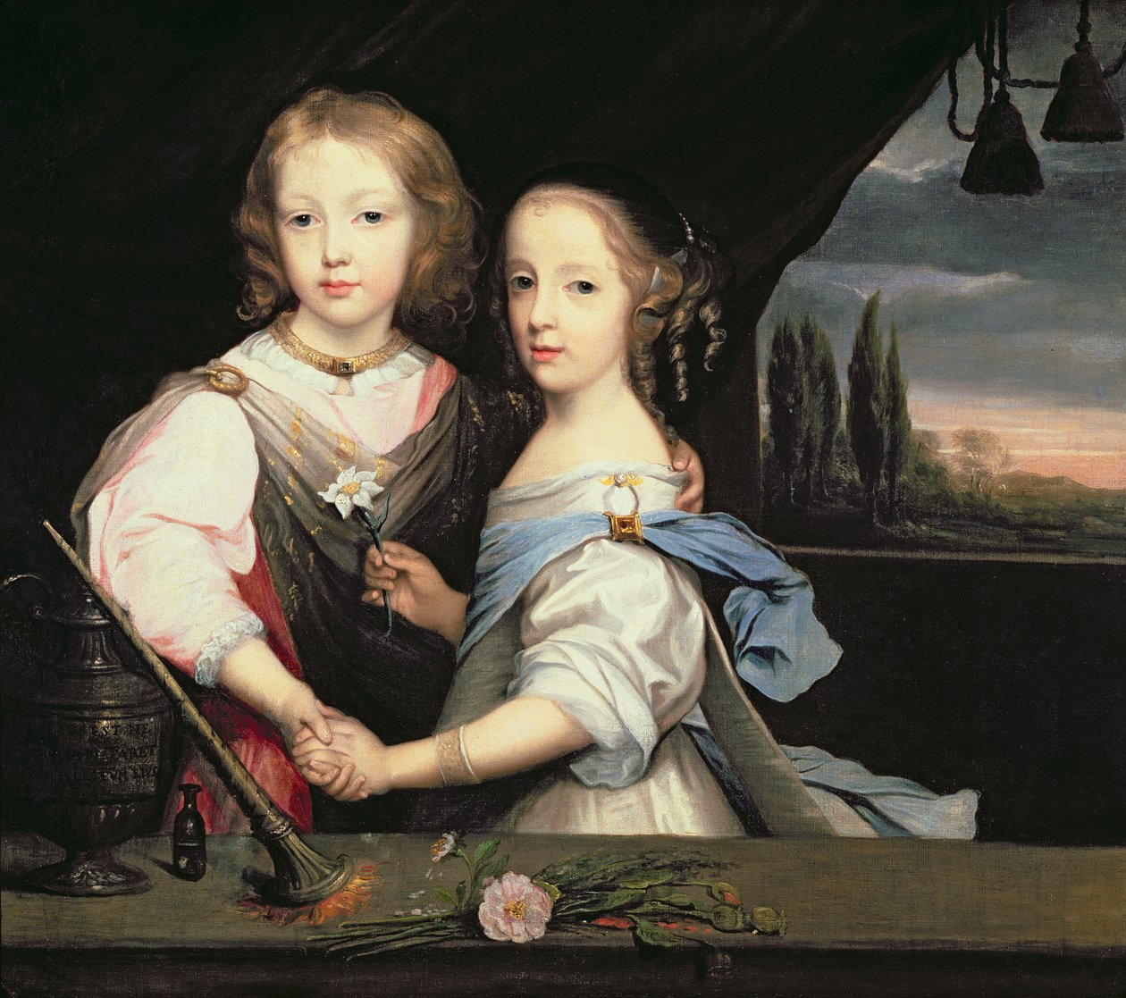 Porträtt av Winston och Arabella (1648-1730) Churchill, barn till Sir Winston Churchill av Peter Lely