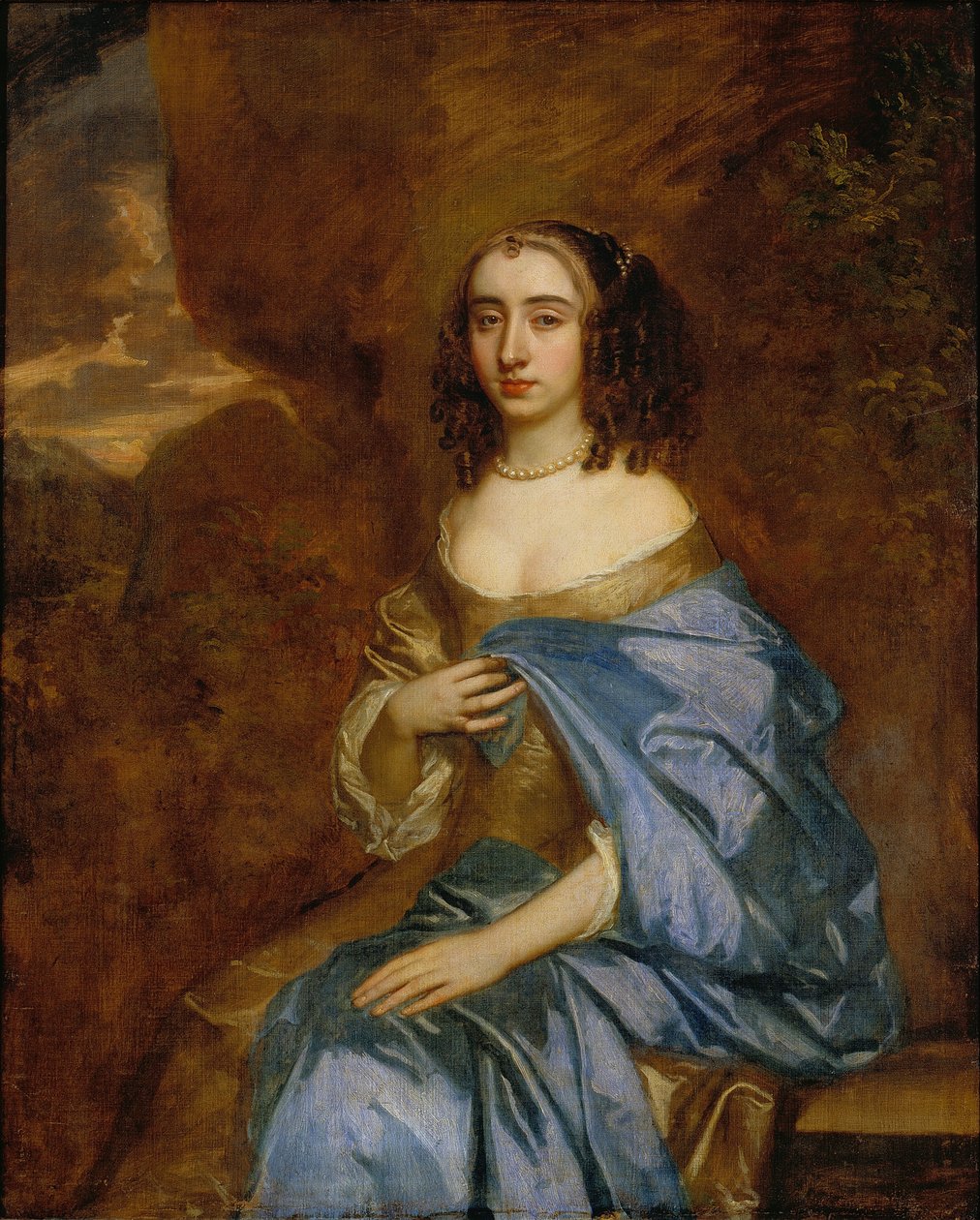 Portrait of a Lady with a Blue Drape av Peter Lely