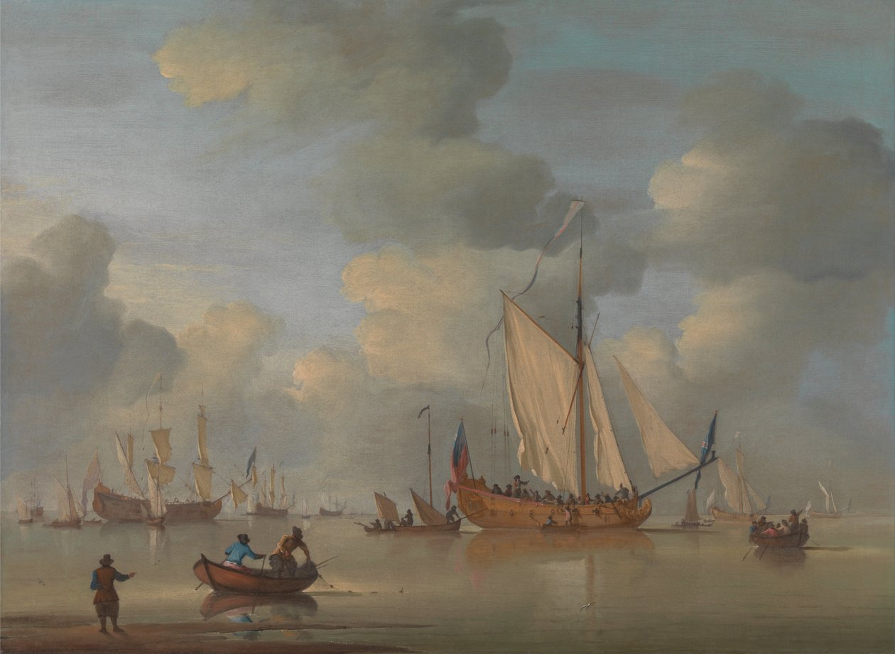 An English Royal Yacht Standing Offshore in a Calm av Peter Monamy
