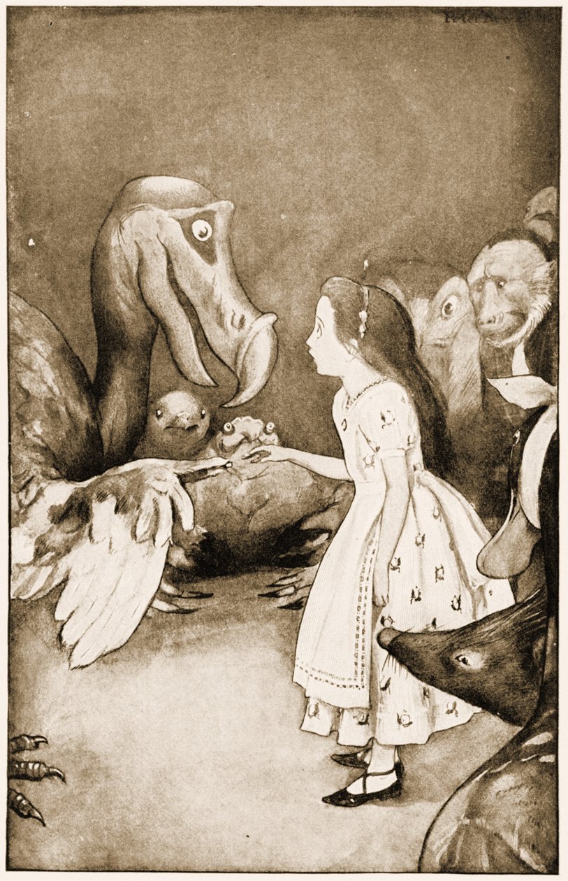 "The Dodo presenterade högtidligt fingerborgen", illustration till Lewis Carrolls Alice