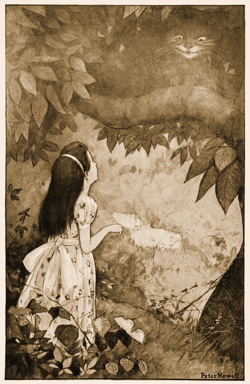 Den här gången försvann det ganska långsamt, illustration för Lewis Carrolls Alices Adventures in Wonderland, 1901 av Peter Newell